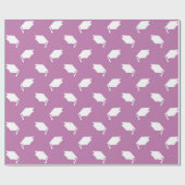 Pink With White Graduation Caps Wrapping Paper Geschenkpapier (Flach)