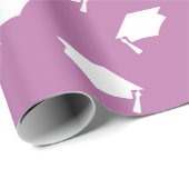Pink With White Graduation Caps Wrapping Paper Geschenkpapier (Rolleneckpunkt)