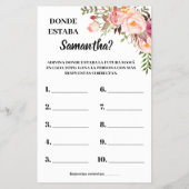 Pink Wo war sie Baby Dusche zweisprachige Spielkar Flyer (Hinten)