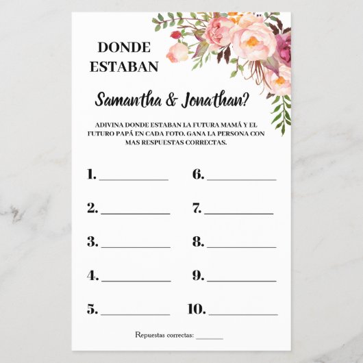 Pink Wo waren sie duschen zweisprachige Spielkarte Flyer (Hinten)