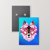 Pink Wolf Head Polygon Design-24531 Button (Vorderseite/Rückseite)