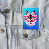 Pink Wolf Head Polygon Design-24531 Button (Insitu)