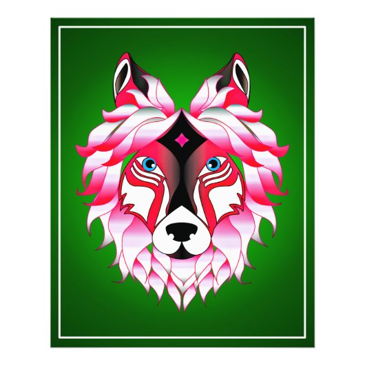 Pink Wolf Head Polygon Design-24531 Fotodruck (Vorne)