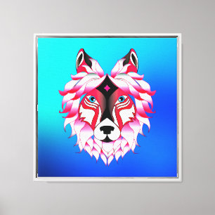 Pink Wolf Head Polygon Design-24531 Leinwanddruck