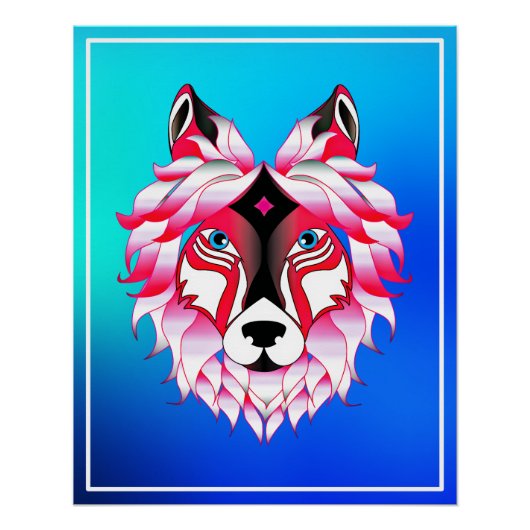 Pink Wolf Head Polygon Design-24531 Poster (Vorderseite)
