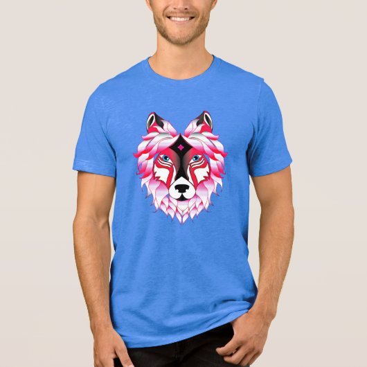 Pink Wolf Head Polygon Design-24531 Tri-Blend Shirt (Vorderseite)