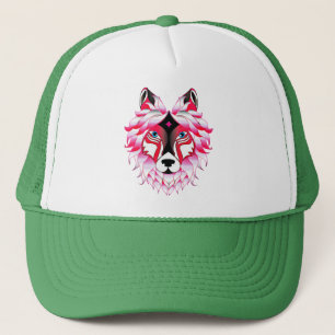 Pink Wolf Head Polygon Design-24531 Truckerkappe