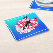 Pink Wolf Head Polygon Design-24531 Untersetzer (angewinkelt)