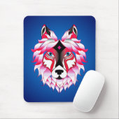 Pink Wolf Head Polygon Design-24631 Mousepad (Mit Mouse)
