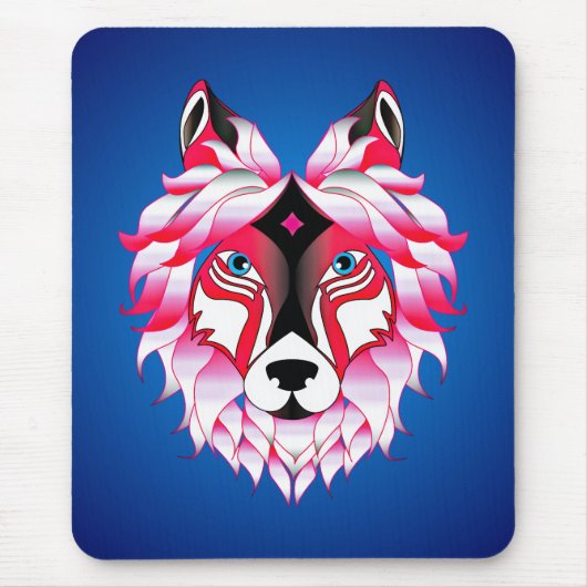 Pink Wolf Head Polygon Design-24631 Mousepad (Vorne)