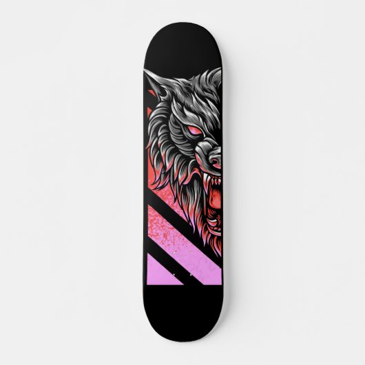 Pink Wolf Head Skateboard (Vorne)