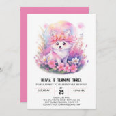 Pink Wolf Howl Girl Geburtstag Einladung (Vorne/Hinten)