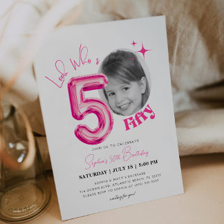 Pink Women Foto schauen, Wen 50. Geburtstag Einladung