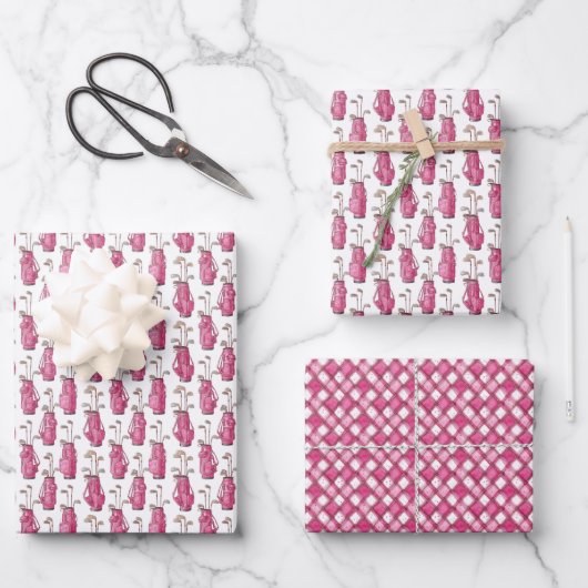 Pink Women's Golf Geschenkpapier Set (Vorderseite)
