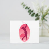 Pink Women's Golf Postkarte (Stehend Vorderseite)