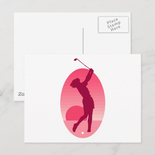 Pink Women's Golf Postkarte (Vorne/Hinten)