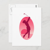 Pink Women's Golf Postkarte (Vorne/Hinten)