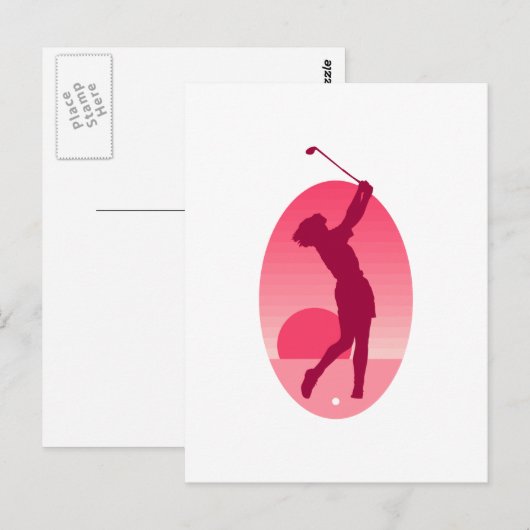 Pink Women's Golf Postkarte (Vorne/Hinten)