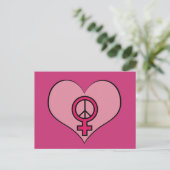 Pink Women's Rights Liebe Herzprotest Postkarte (Stehend Vorderseite)