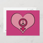 Pink Women's Rights Liebe Herzprotest Postkarte (Vorne/Hinten)