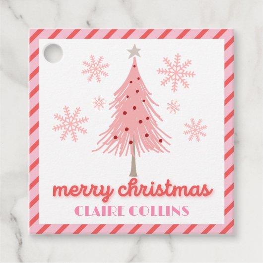 Pink Wonderland Christmas Tree Favor Tag Geschenkanhänger (Vorderseite)