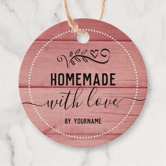 Pink Wood Extravagante Skriptemade mit Liebe Busin Geschenkanhänger (Vorderseite)