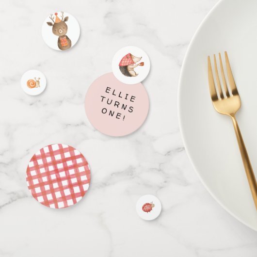 Pink Woodland Animal Birthday Table Confetti Konfetti (Gruppe)