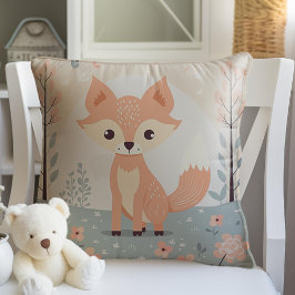 Pink Woodland Animal Fox, Forest Girl Kinderzimmer Kissen