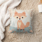 Pink Woodland Animal Fox, Forest Girl Kinderzimmer Kissen (Decke)