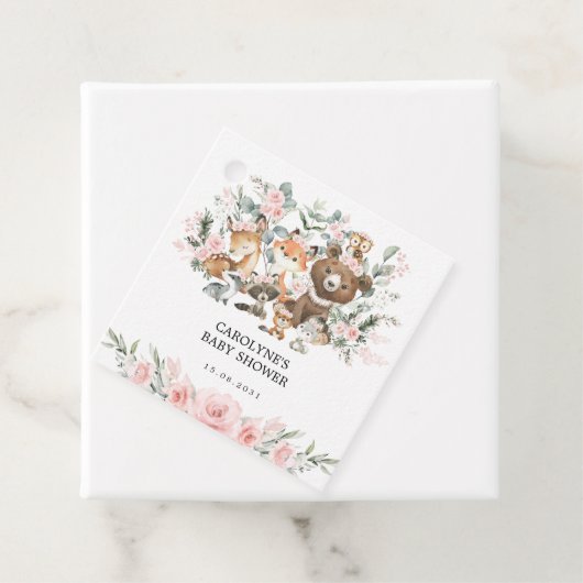 Pink Woodland Animals Eucalyptus Girl Baby Showroo Geschenkanhänger (Beispiel)