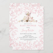Pink Woodland Baby Dusche Einladung (Vorne/Hinten)