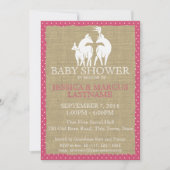 Pink Woodland Baby Dusche Hirsch und Burlap Einladung (Vorderseite)