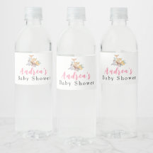 Pink Woodland Baby Dusche Wasser Flasche Etikett