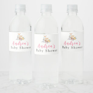 Pink Woodland Baby Dusche Wasser Flasche Etikett