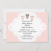 Pink Woodland Babydusche Einladung (Vorderseite)