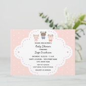 Pink Woodland Babydusche Einladung (Stehend Vorderseite)