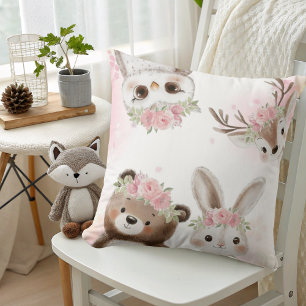 Pink Woodland boho Friends Baby Girl Dusche Kissen