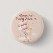 Pink Woodland Bunny Rabbit Babydusche Button (Vorderseite)
