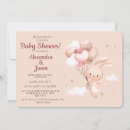 Pink Woodland Bunny Rabbit Babydusche Einladung