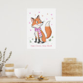 Pink Woodland Cheeky Fox Playful Doodle Animal Poster (Küche)