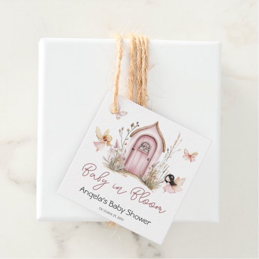 Pink Woodland Fairies Babydusche Geschenkanhänger (Beispiel)