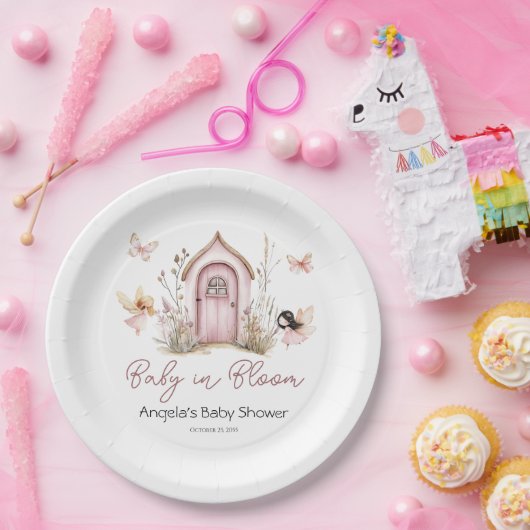 Pink Woodland Fairies Babydusche Pappteller (Party)