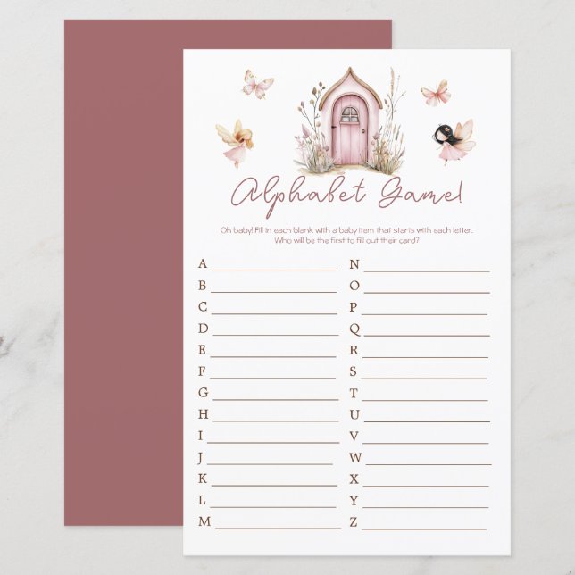 Pink Woodland Fairies Kinderdusche Alphabet (Vorne/Hinten)