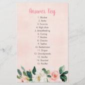 Pink Woodland Floral Baby Word Scramble Spiel (Rückseite)