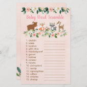 Pink Woodland Floral Baby Word Scramble Spiel (Vorne/Hinten)