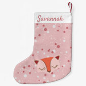 Pink Woodland Fox Erster Weihnachtsfest Strumpf Kleiner Weihnachtsstrumpf (Rückseite)