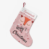Pink Woodland Fox Erster Weihnachtsfest Strumpf Kleiner Weihnachtsstrumpf (Vorderansicht (hängend))