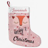 Pink Woodland Fox Erster Weihnachtsfest Strumpf Kleiner Weihnachtsstrumpf (Vorderseite)