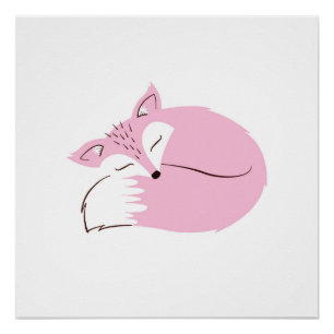 Pink Woodland Fox Poster