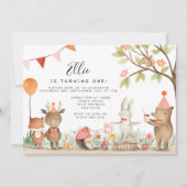 Pink Woodland Geburtstagsparty Einladung (Vorderseite)
